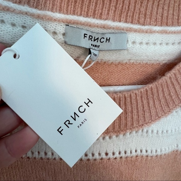 FRNCH Paris Nadiege Perforated Knit Striped Sweater - Picture 11 of 12